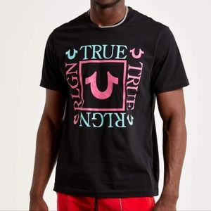 NEW TRUE RELIGION BLACK SHORT SLEEVE LOGO TEE SIZE XL